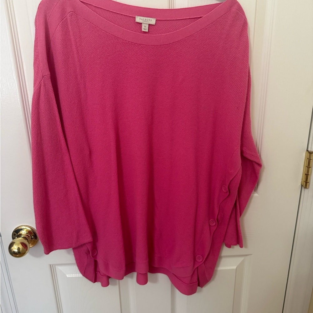 Talbots Fuchsia Button-Detail Sweatshirt